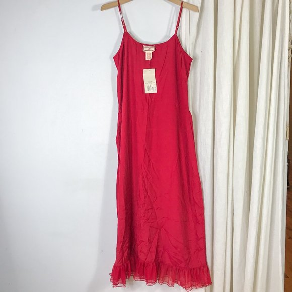 red slip dress midi